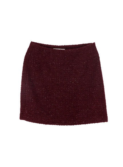 elegant-tweed-mini-skirt-if520 / Dark red