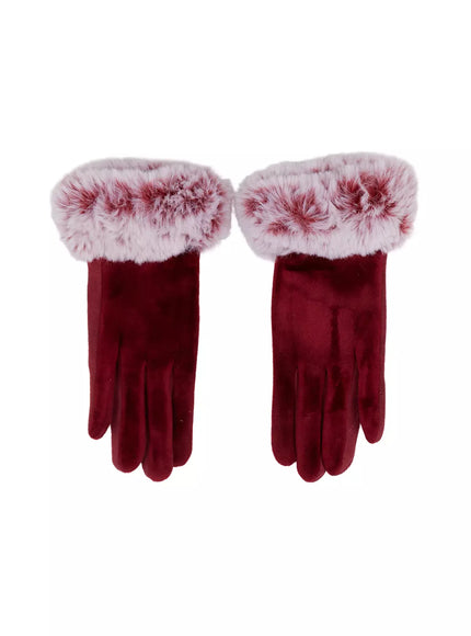textured-velvet-gloves-in528 / Dark red