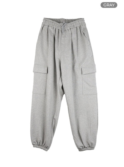 mens-cotton-cargo-sweatpants-ig402 / Gray