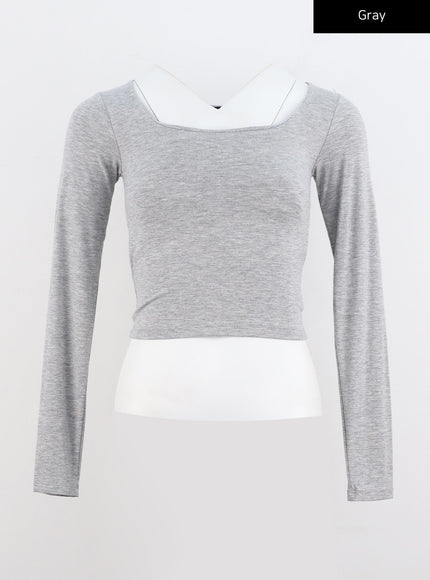 slimfit-u-neck-crop-top-io320 / Gray