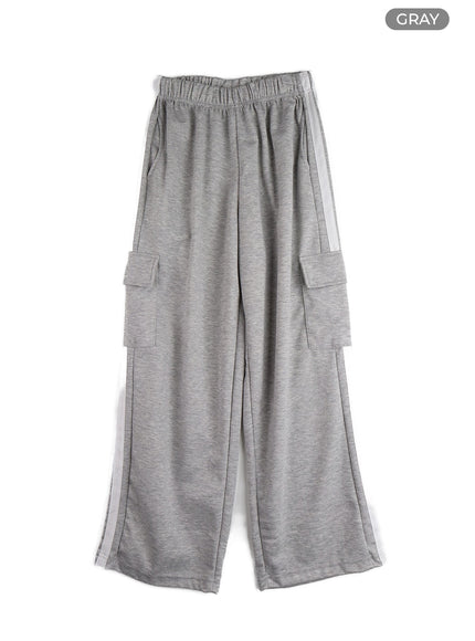 striped-cargo-sweatpants-im405 / Gray