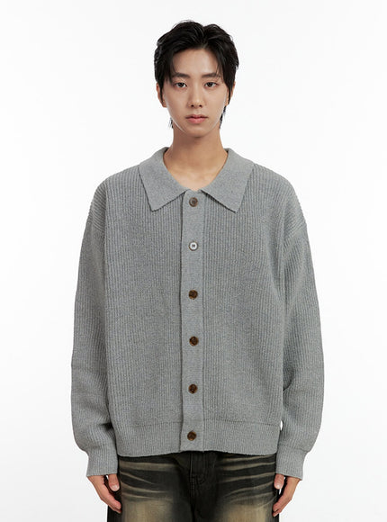 mens-classic-knit-cardigan-in411 / Gray