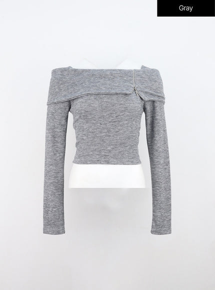 off-shoulder-crop-top-in308 / Gray