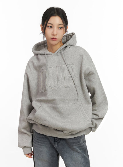 oversized-embroidered-hoodie-ij503 / Gray