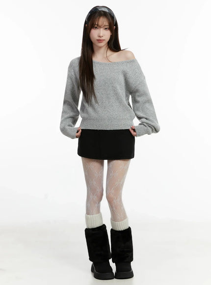 wide-neck-crop-sweater-id525 / Gray