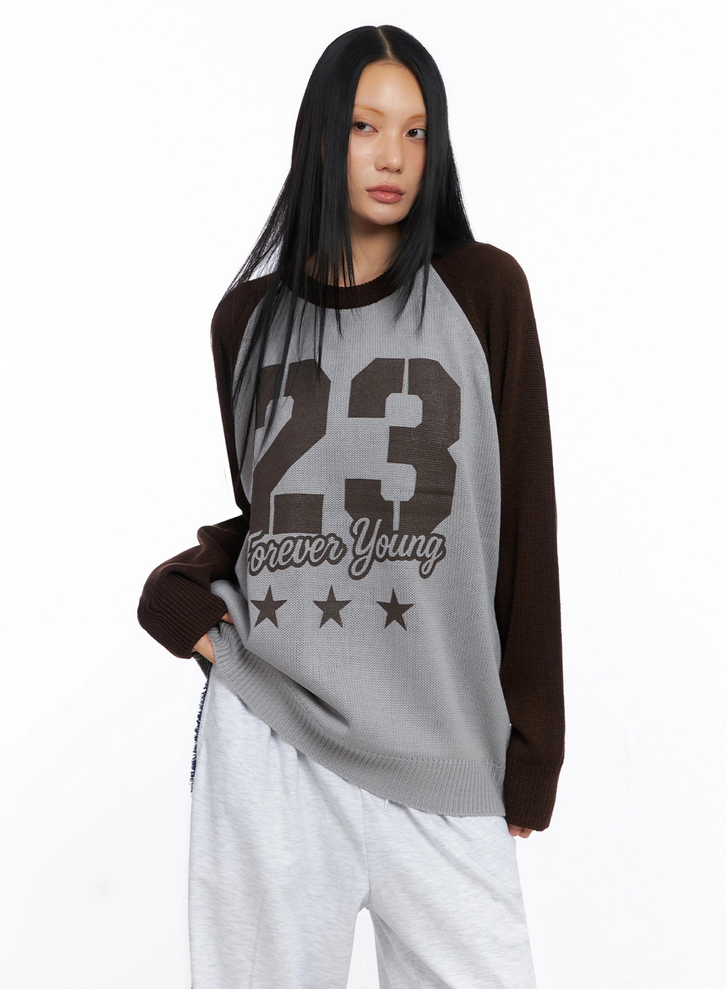 forever-young-raglan-knit-top-co517 / Gray