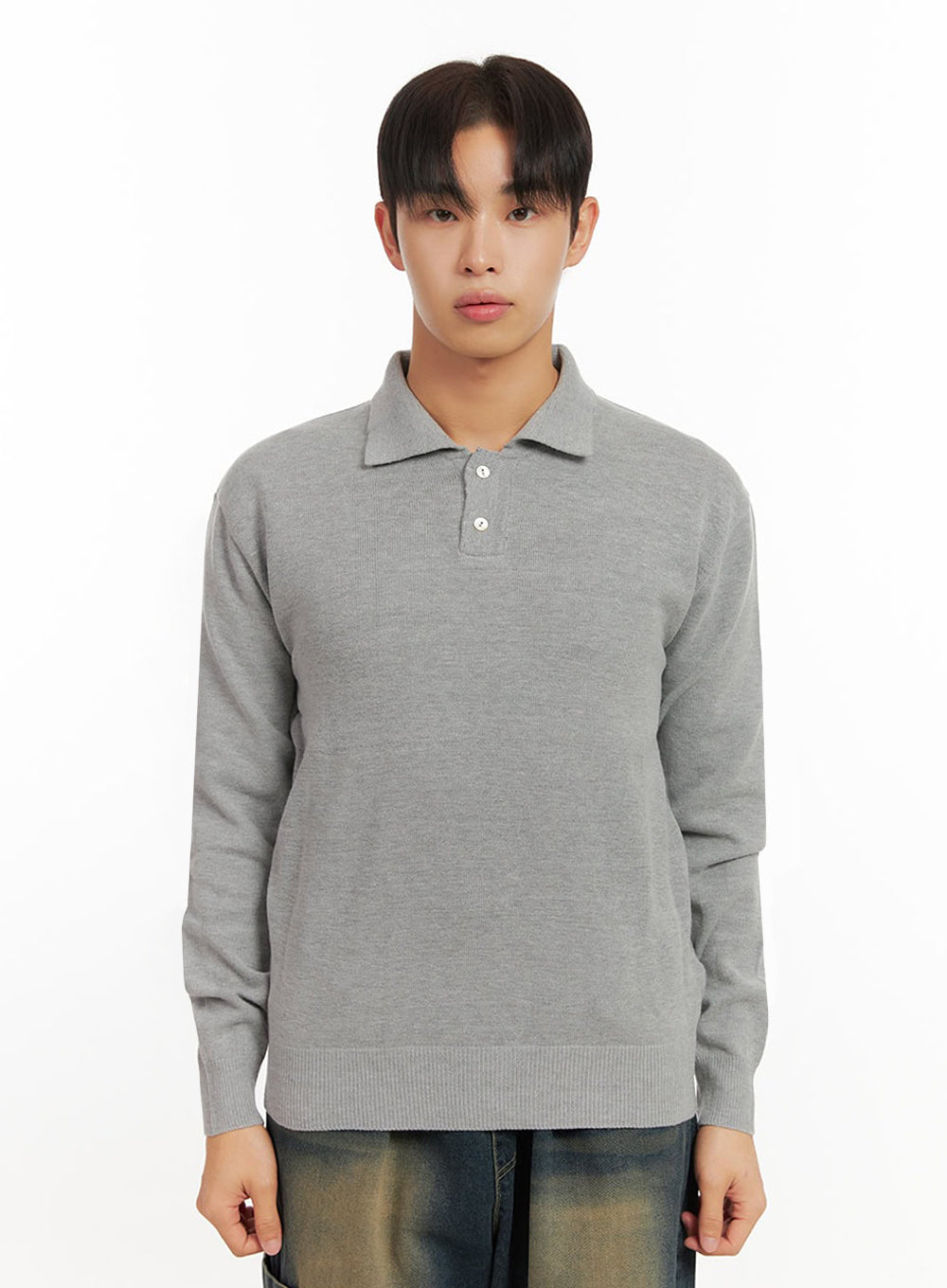 mens-elegantlong-sleeve-polo-id413 / Gray