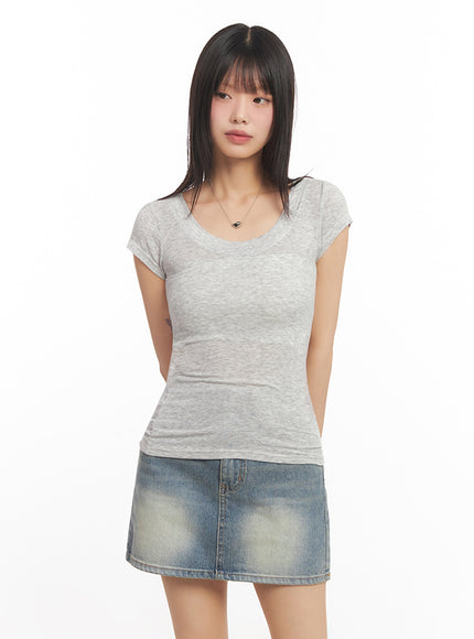 slim-fit-slightly-sheer-top-ia528 / Gray