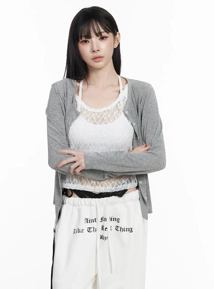 lightweight-relaxed-fit-cardigan-iu509 / Gray