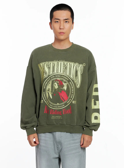 mens-vintage-red-graphic-crewneck-is509 / Green