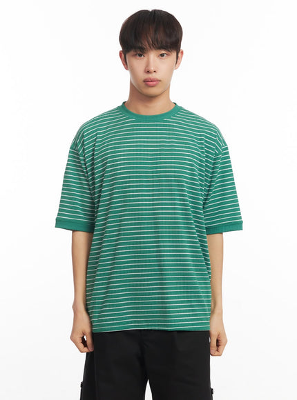 mens-striped-round-neck-t-shirt-ia518 / Green