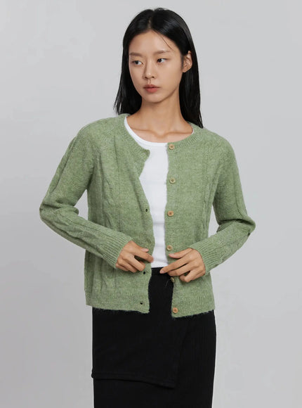 cable-knit-cardigan-id516 / Green