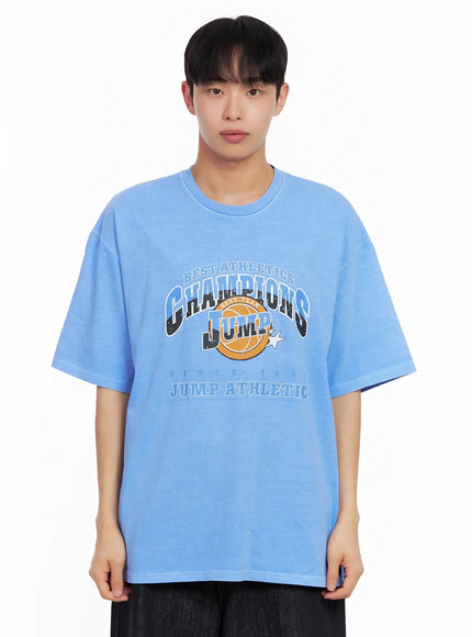mens-sporty-graphic-t-shirt-il516 / Light blue
