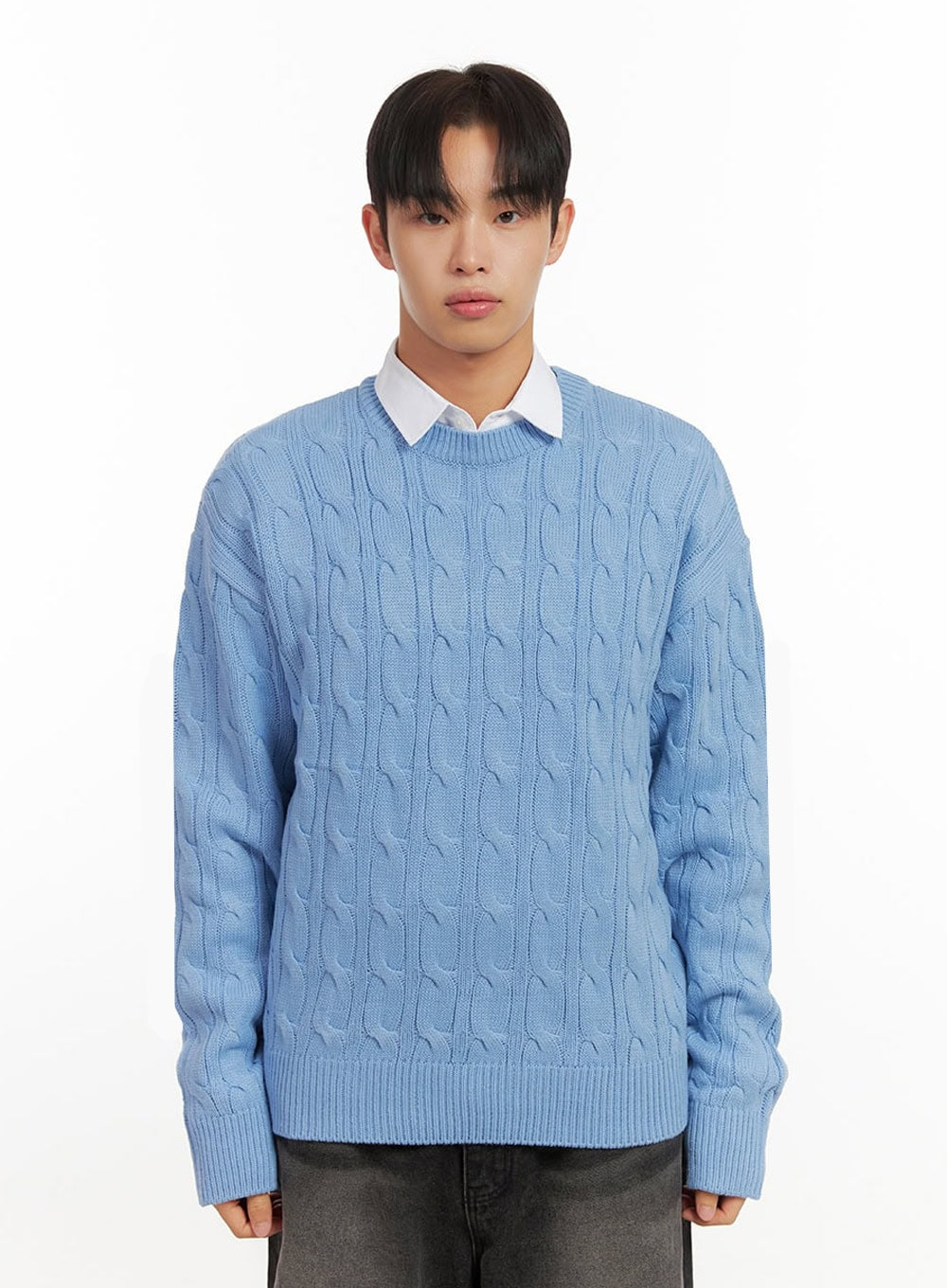 mens-oversized-cable-knit-sweater-id406 / Light blue