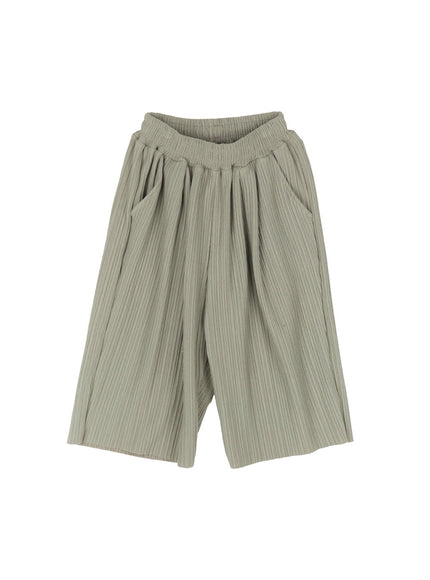 mens-pleated-wide-fit-shorts-iu512 / Light green