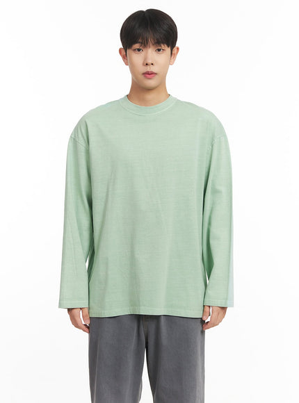 mens-washed-long-sleeve-t-shirt-im527 / Light green
