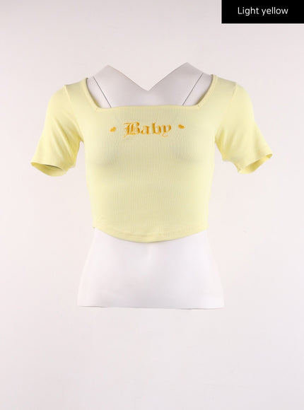 y2k-square-neck-baby-crop-top-ij430 / Light yellow