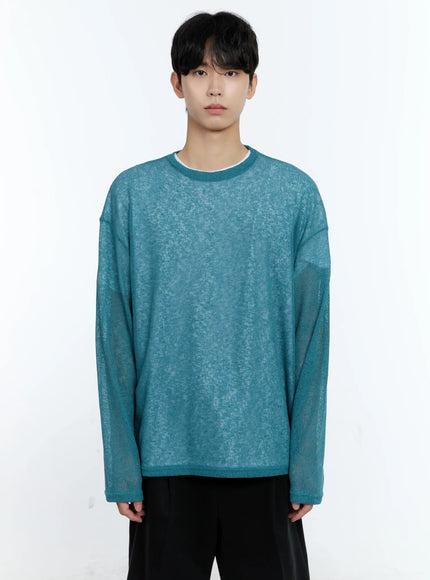 mens-mesh-long-sleeve-top-ig501 / Mint