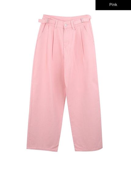 pintuck-tab-wide-pants-io320 / Pink