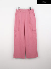 pintuck-cargo-cotton-pants-io326 / Pink