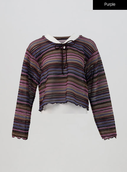 stripe-knit-top-is327 / Purple