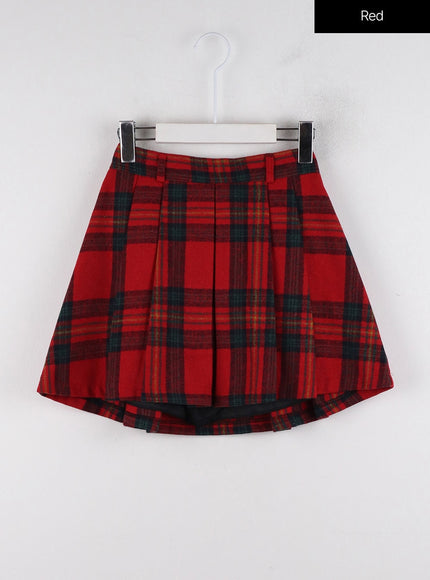 pleated-check-mini-skirt-id315 / Red