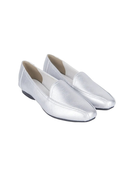 soft-faux-leather-loafers-is516 / Silver
