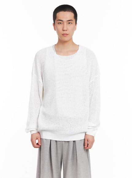 mens-cozy-waffle-knit-sweater-iy505 / White