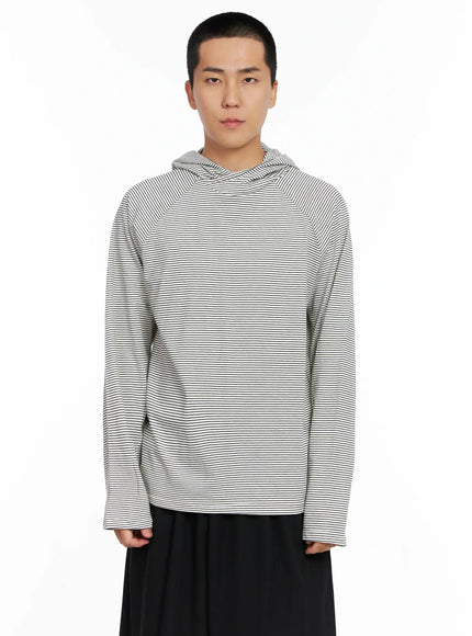 mens-striped-long-sleeve-hoodie-is502 / White