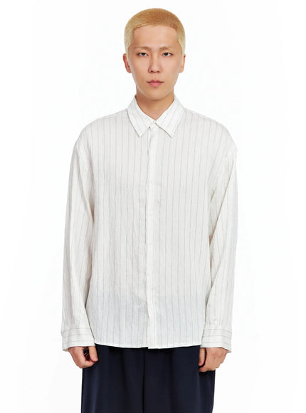 mens-linen-button-up-shirt-il514 / White