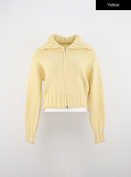 oversized-zip-up-knit-sweater-in330 / Yellow