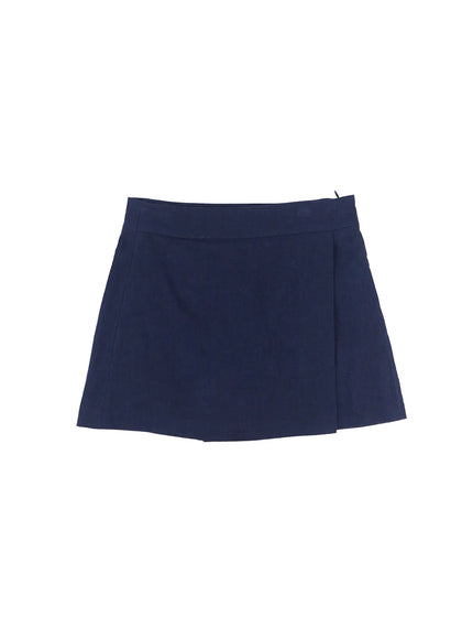 linen-mini-skort-cl524 / Dark blue