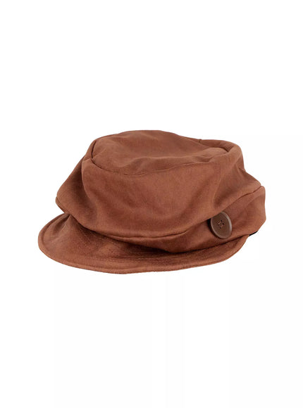 buttoned-faux-leather-cap-in528 / Beige