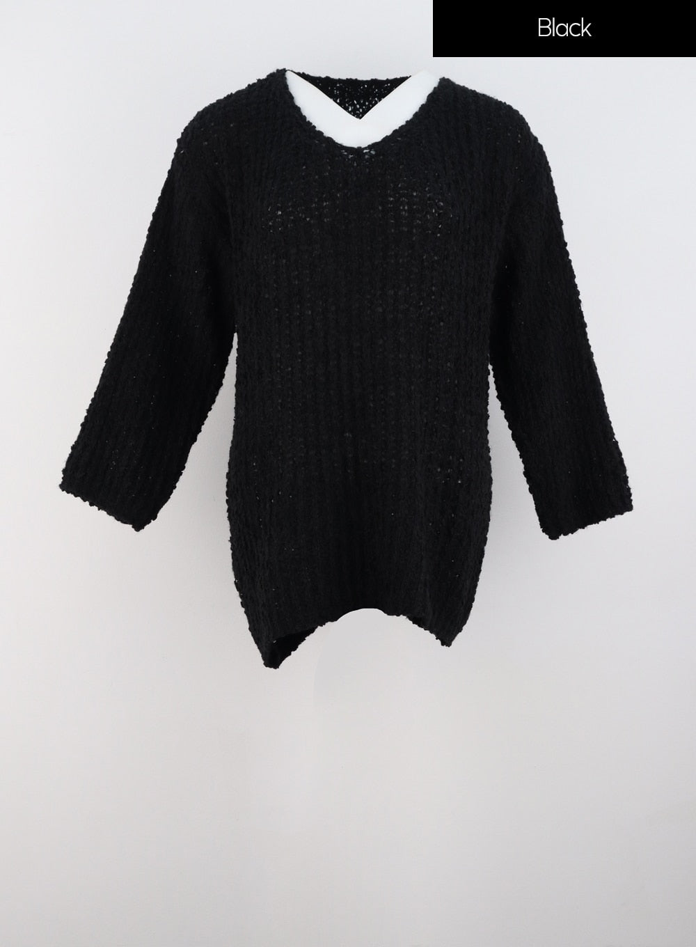 Waffle V-Neck Knit Sweater IS322