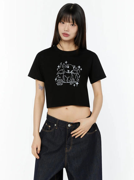 graphic-crop-tee-cu515 / Black