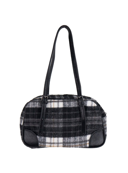 checkered-winter-shoulder-bag-ij510 / Black