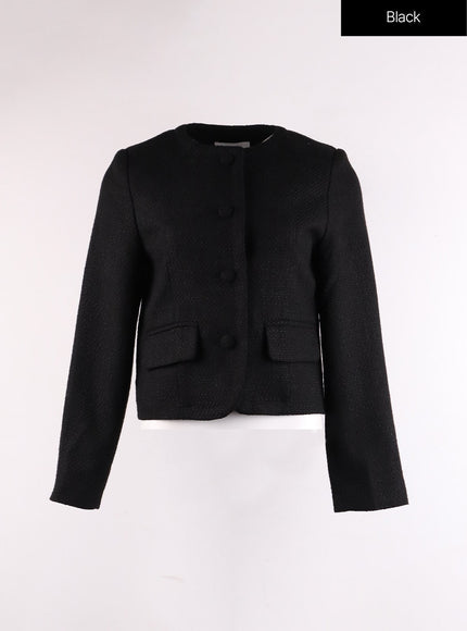 basic-tweed-jacket-if402 / Black