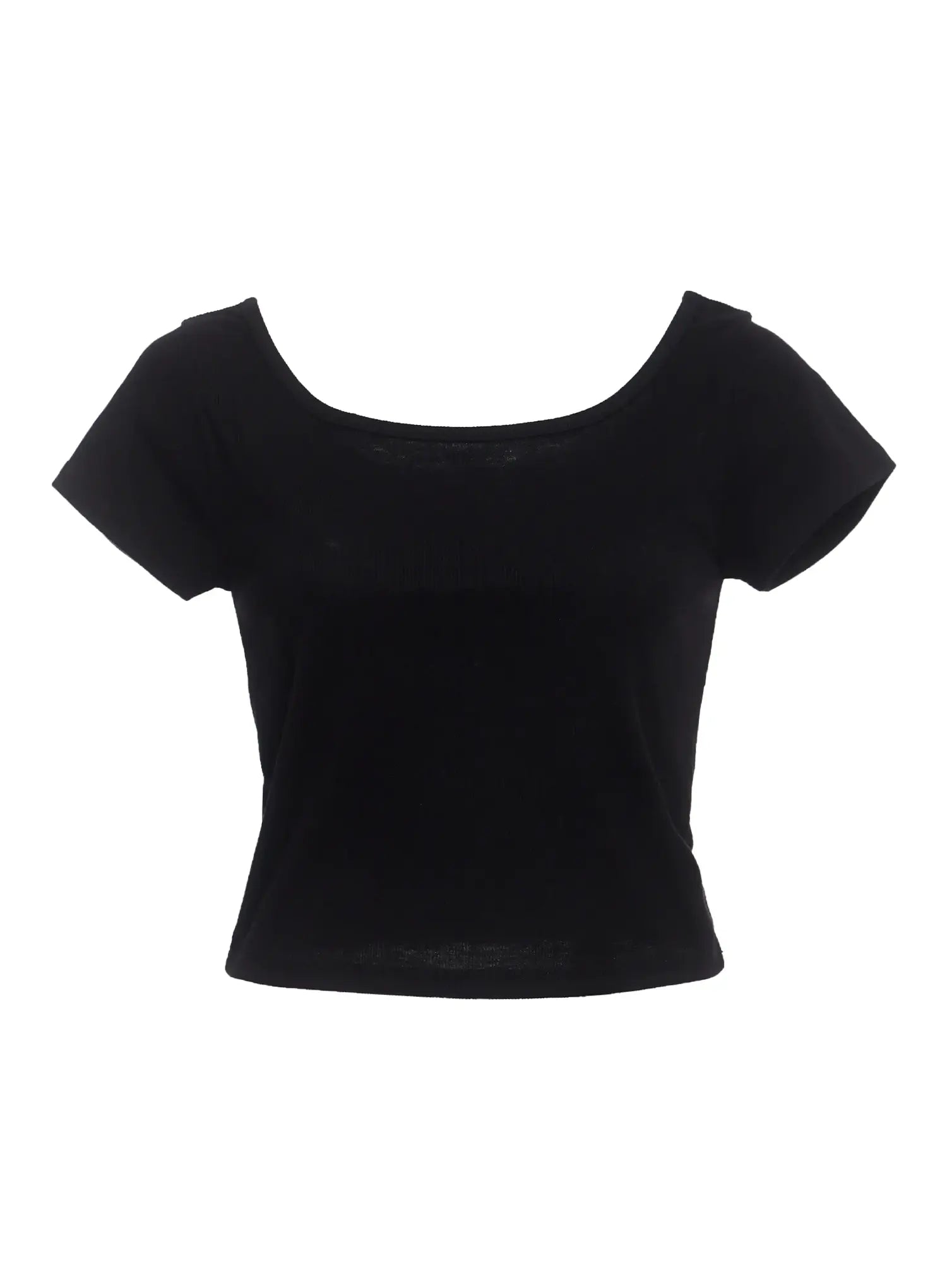 ribbed-square-neck-short-sleeve-tee-ic503 / Black