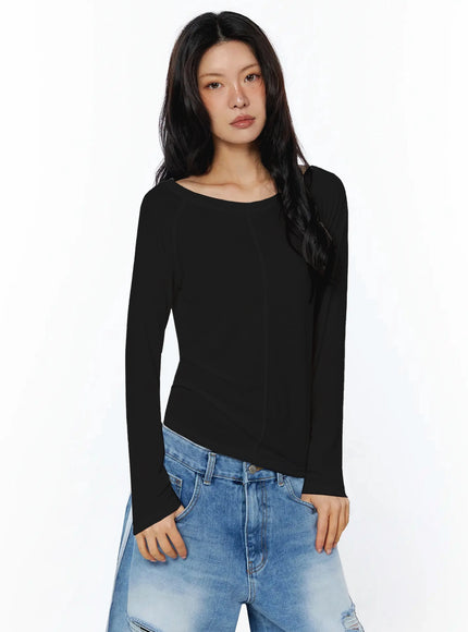 mesh-long-sleeve-shirt-iu509 / Black