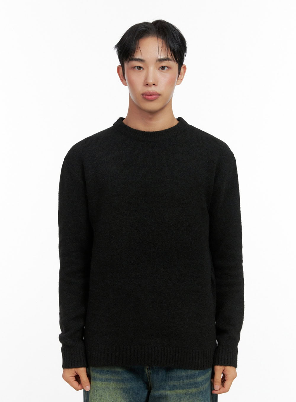 mens-classic-round-neck-sweater-in426 / Black