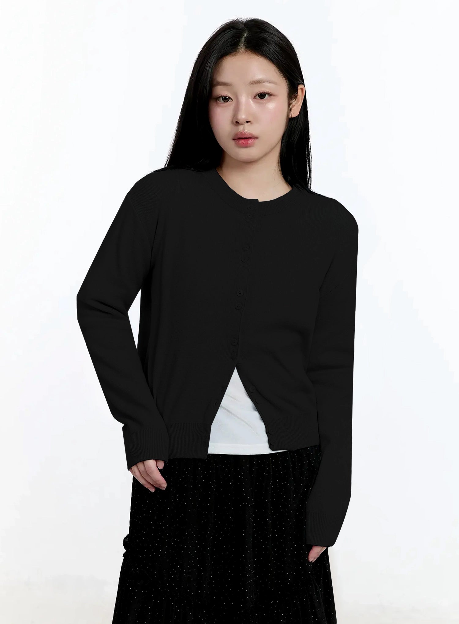 double-button-knit-cardigan-im513 / Black