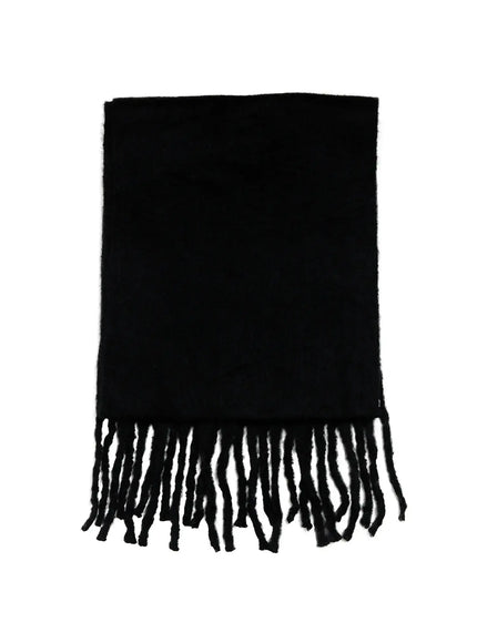 fringed-solid-scarf-in513 / Black