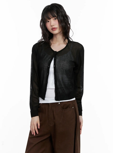 brown-sheer-cardigan-il531 / Black