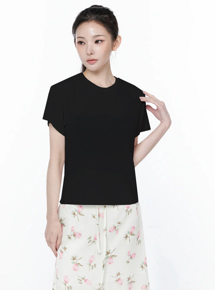 daily-sheer-short-sleeve-top-iy515 / Black