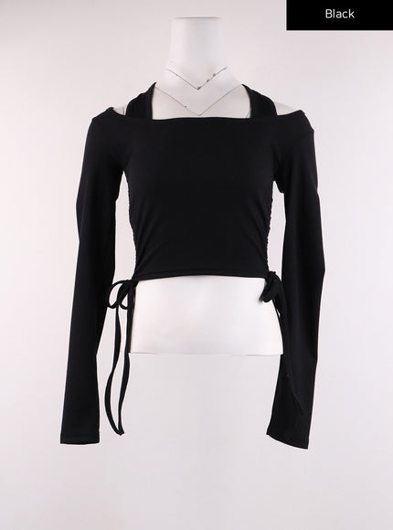 u-neck-layered-crop-top-ij430 / Black