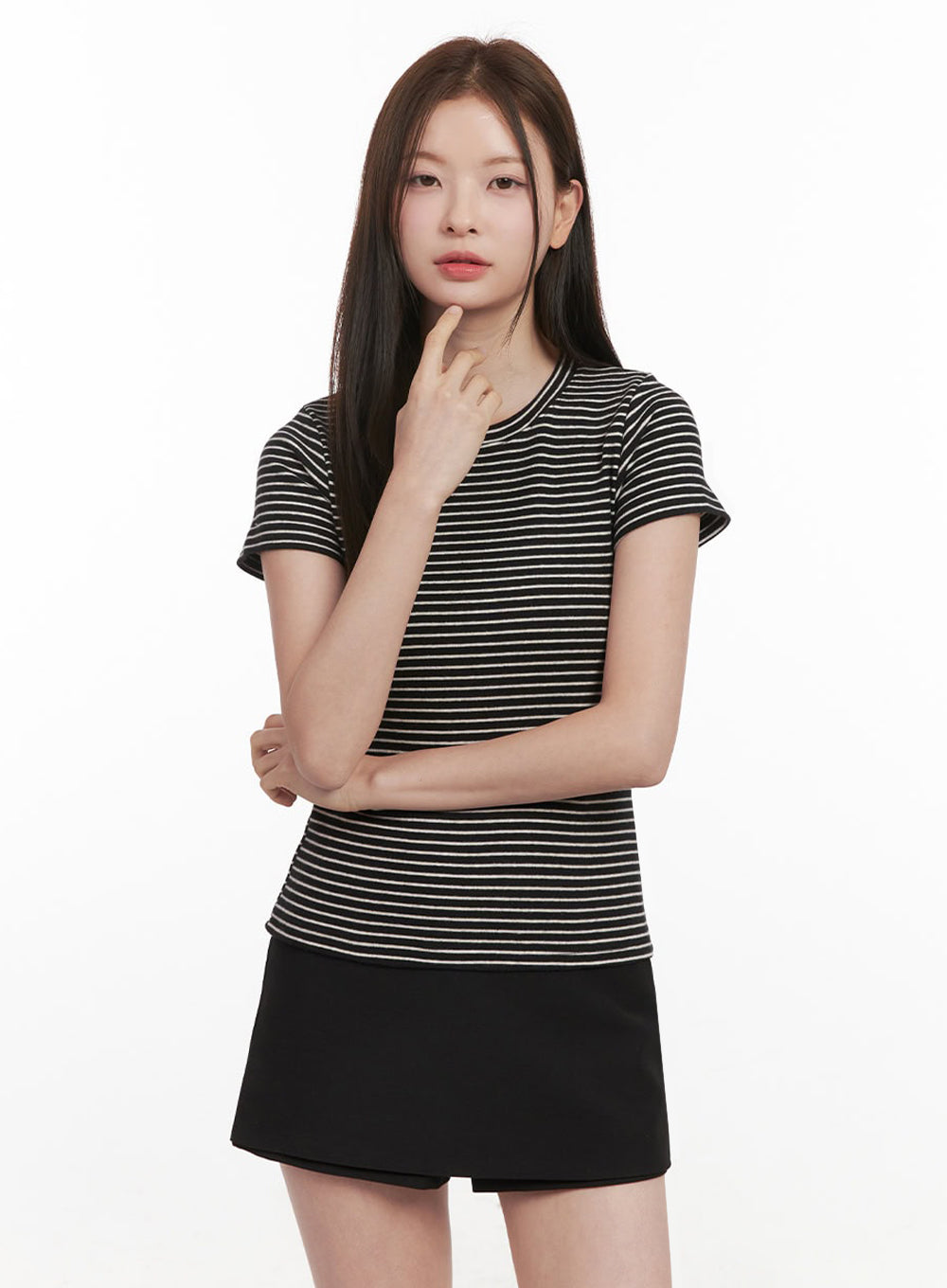 basic-striped-tee-ij527 / Black