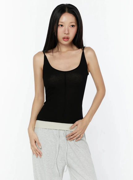 two-tone-cami-top-iu522 / Black