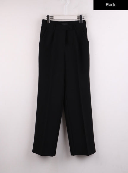 pintuck-straight-leg-tailored-pants-if402 / Black