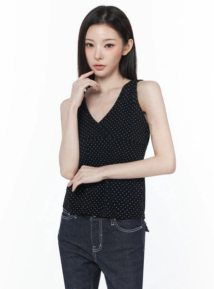v-neck-polka-dot-top-iu512 / Black