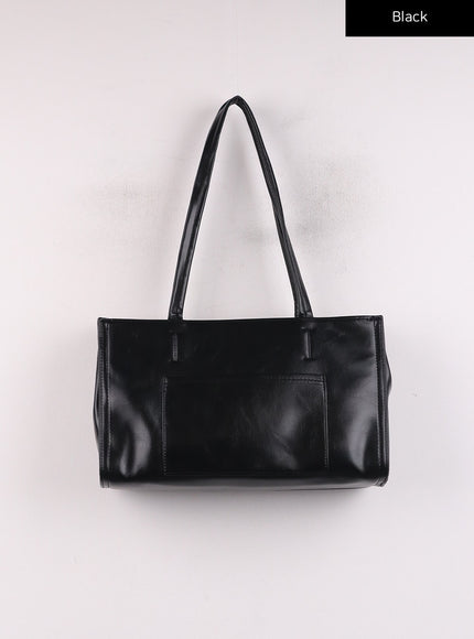 basic-faux-leather-tote-bag-ij419 / Black